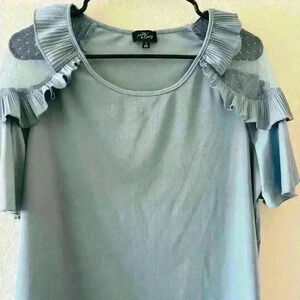 Milk & Honey light metallic blue blouse